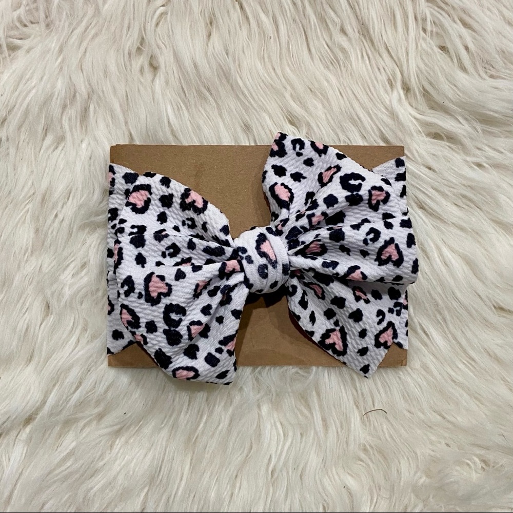 Cheetah Print Valentine’s Messy Bow Head Wrap